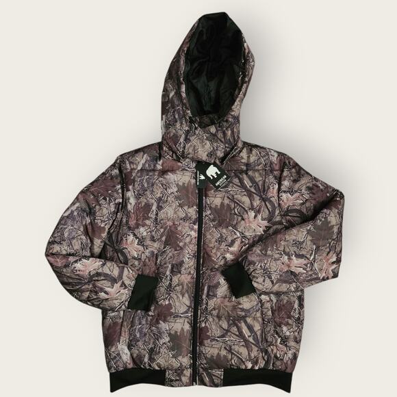 American Stitch Puffer Coat Men's Sz L Hooded Full Zip Woodland Leafy Camo - Picture 2 of 7